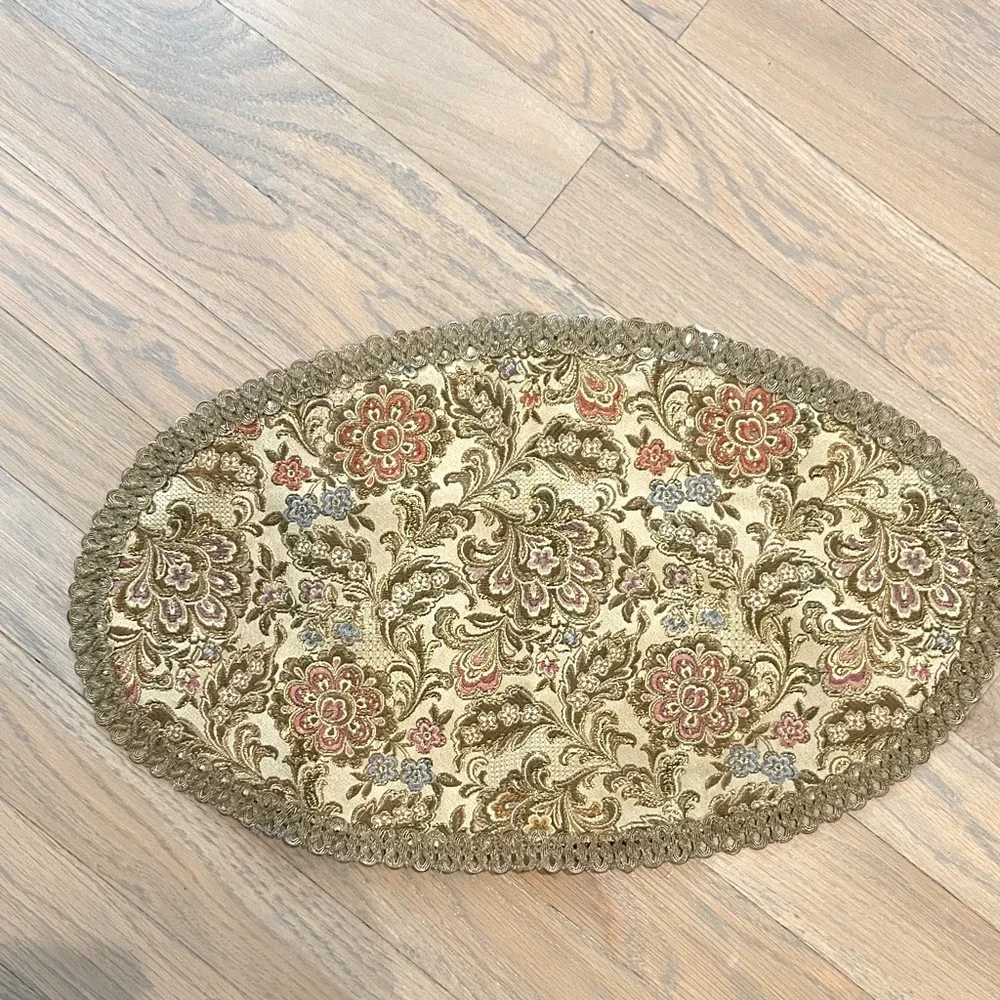 Vintage Floral Oval Tapestry table accent peice in variety of colors mixed.